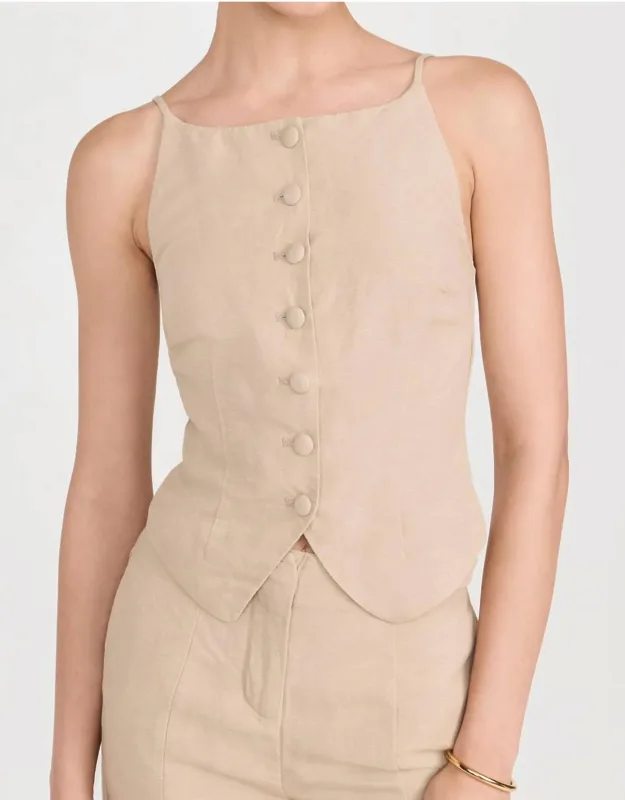 Linen High Neck Top