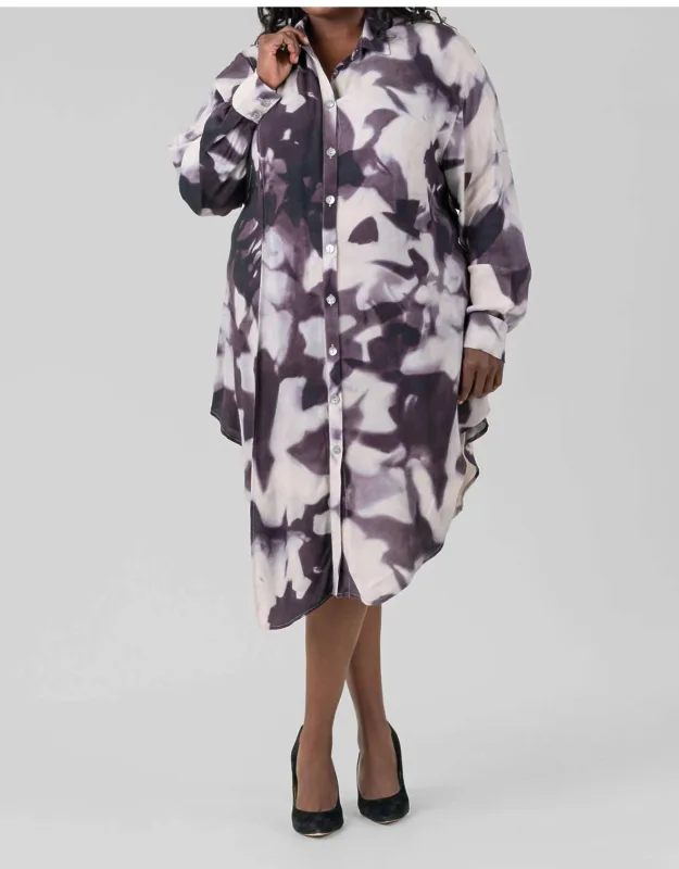 Water Mirror Button Front Midi Dress