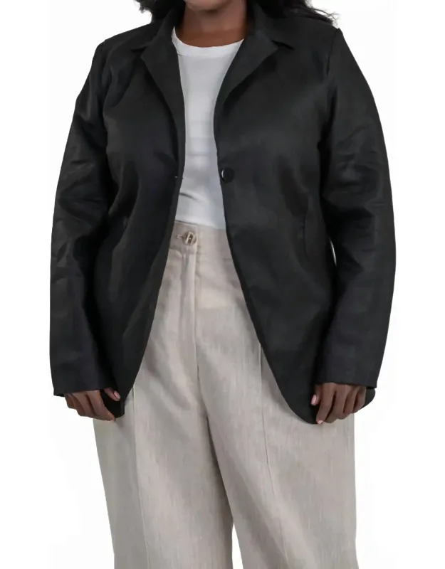 Linen Long Sleeve Button Front Blazer