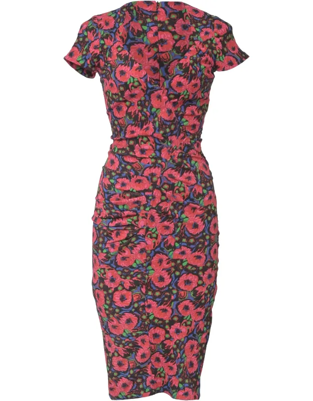 Sweetheart Dress In Floral Print Polyester