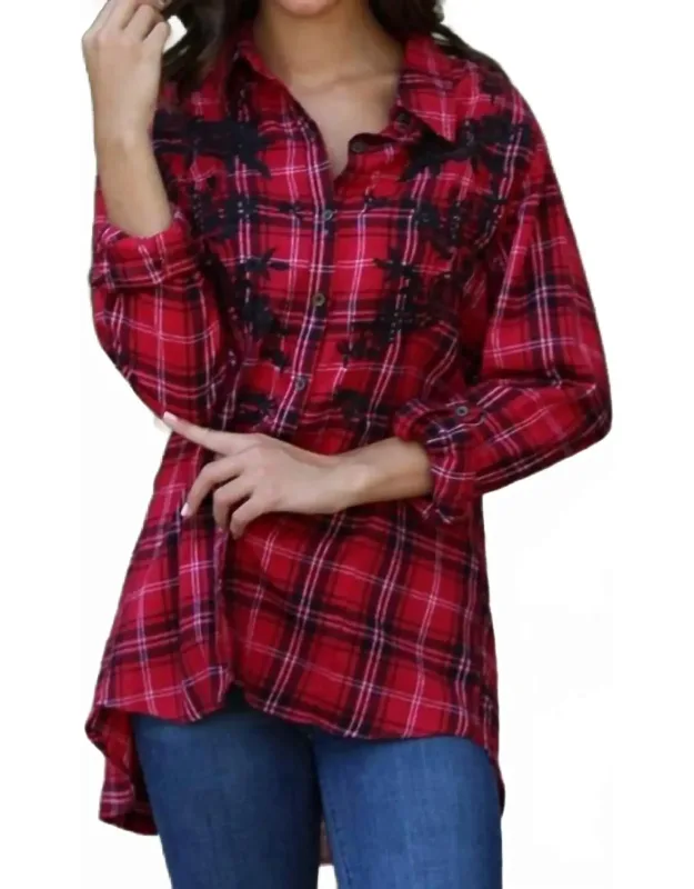 Peplum Top With Embroidered Front
