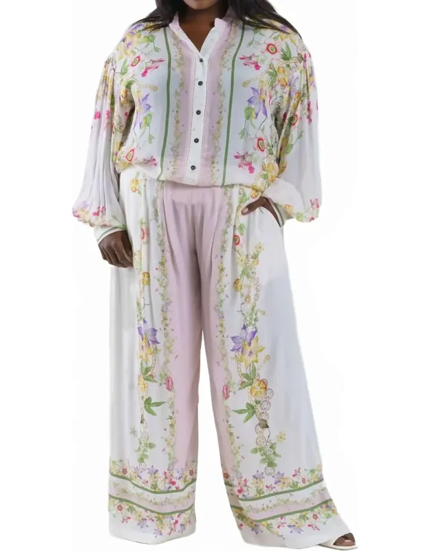 Wide Leg Pants In Romantic Floral