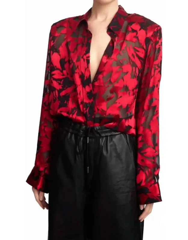 Silk Shirt In Red Leaves