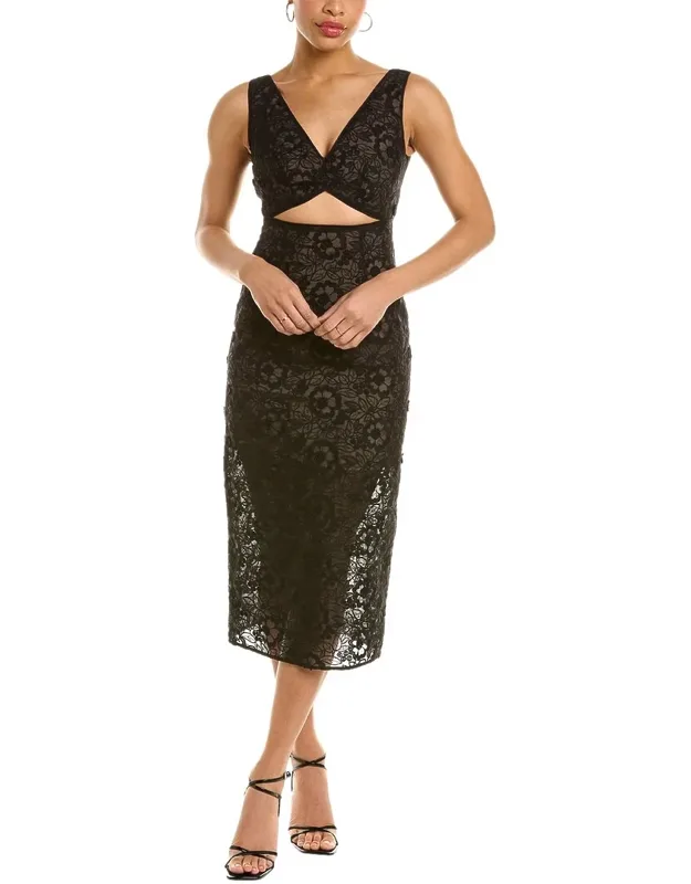 Embroidered Lace Organza Sheath Dress