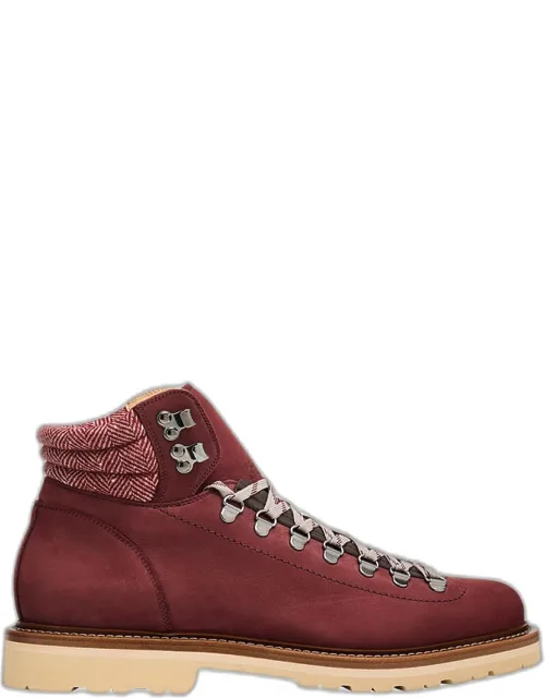 Nubuck Fabric-collar Hiking Boots