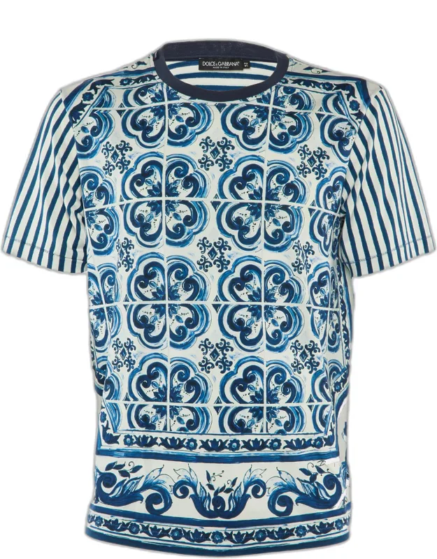 Majolica Print Cotton Crewneck T-shirt