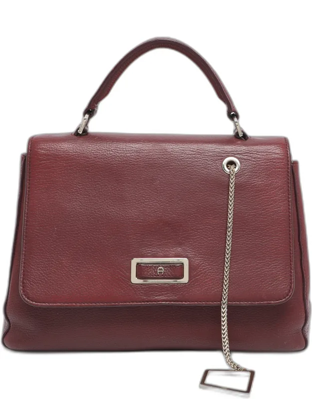Leather Flap Top Handle Bag