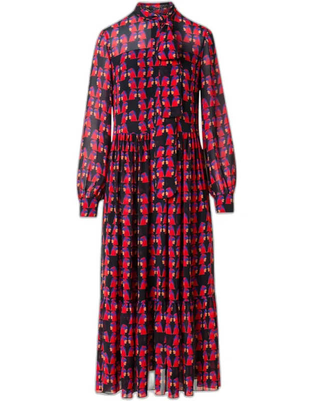 Francoise Hardy Print Georgette Midi Dress