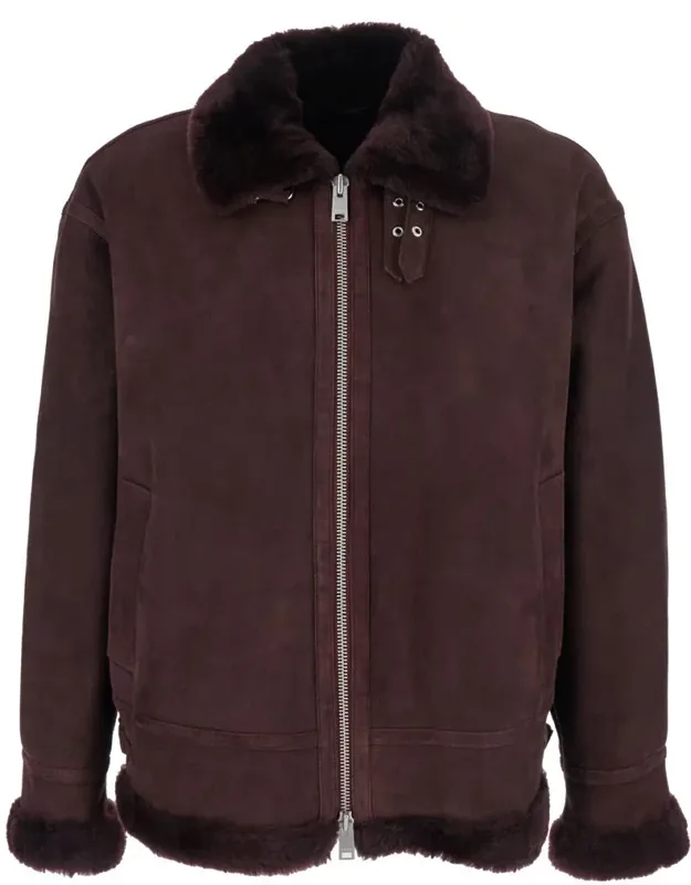 Sano Shearling Jacket With Belt Detail And Fur Trims In Suede