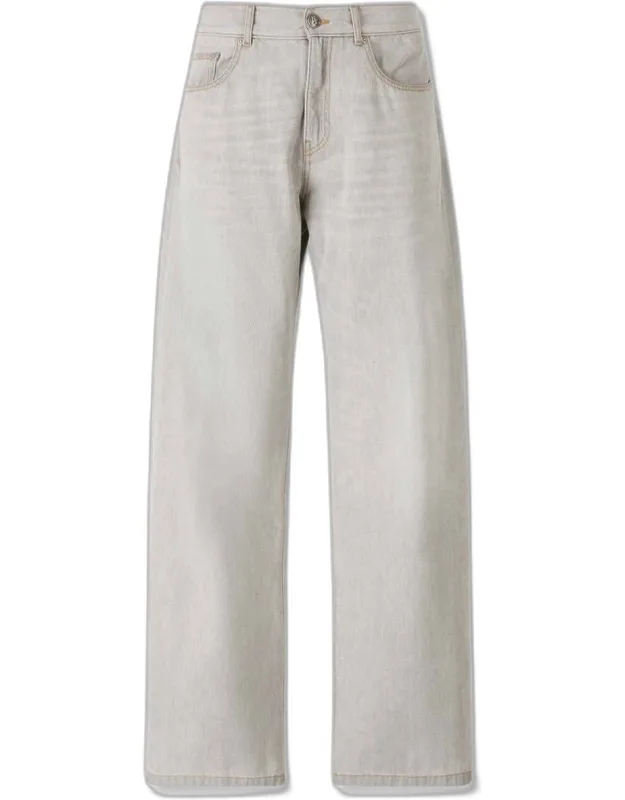 Curved Logo Loose Jeans