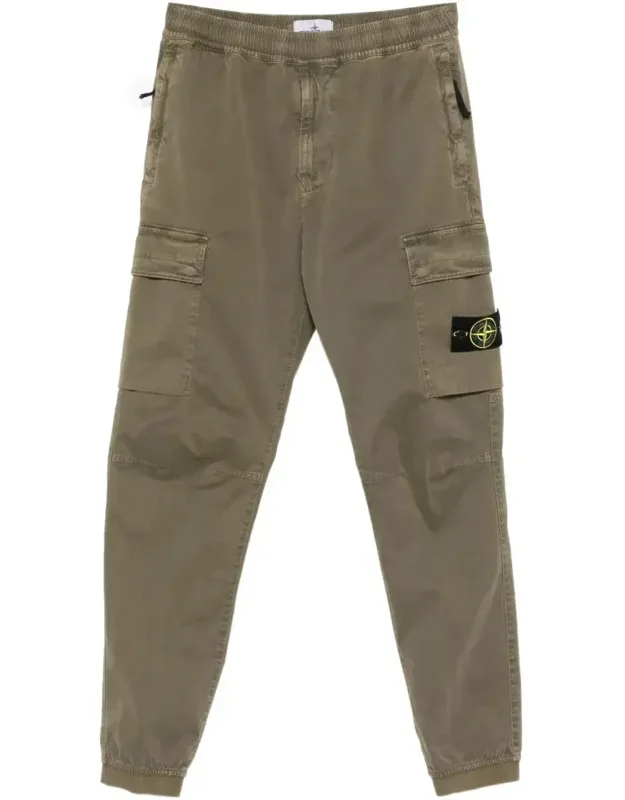 Tapered Fit Cotton Cargo Pants With Elasticated Waistband