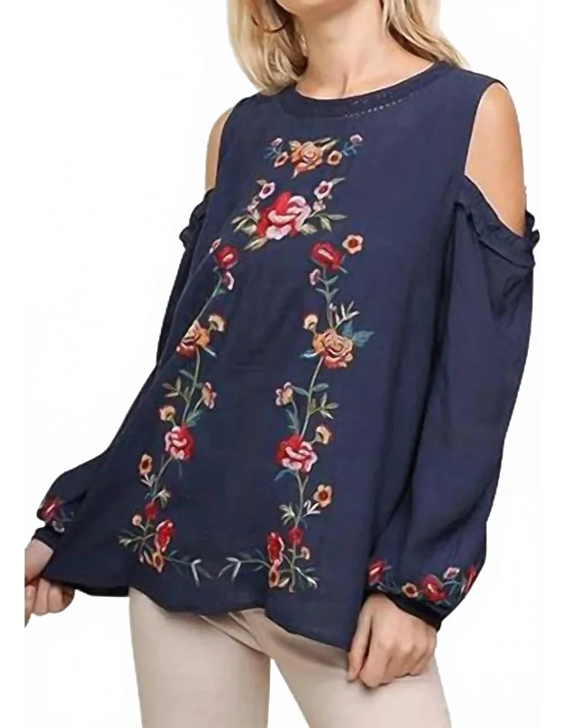 Floral Embroidered Crochet Trim Top
