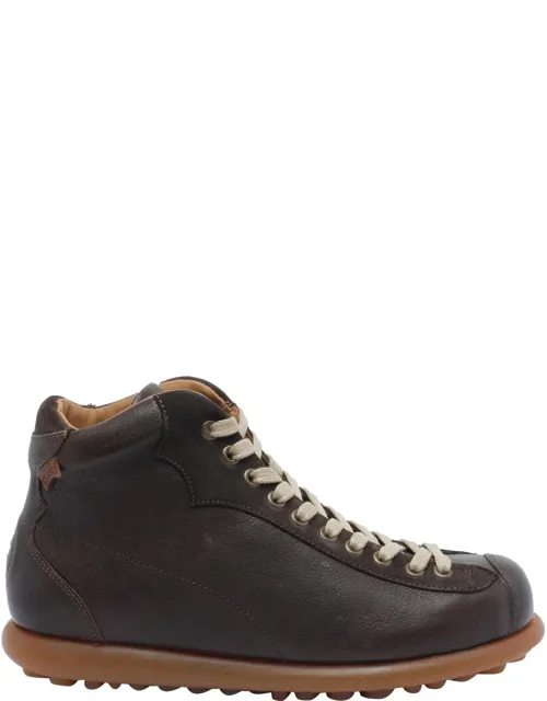 Boots, Laces Closure, Round Toe, Leather Upper