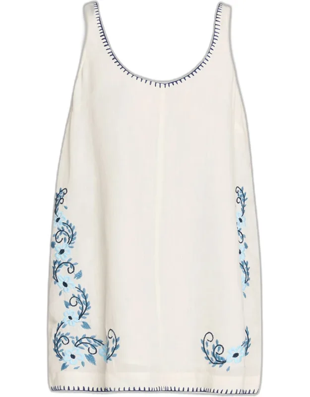 Embroidered Linen Mini Dress