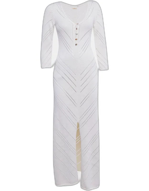 Patterned Knit Cotton Maxi Dress