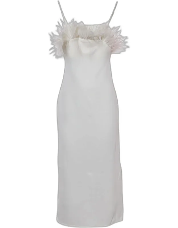 Crepe Feather Detail Midi Dress