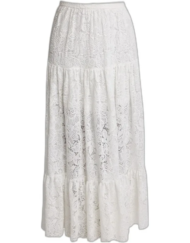 Tiered Floral Lace Skirt