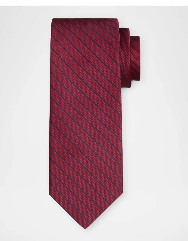 Houndstooth Diagonal Stripe Silk Tie