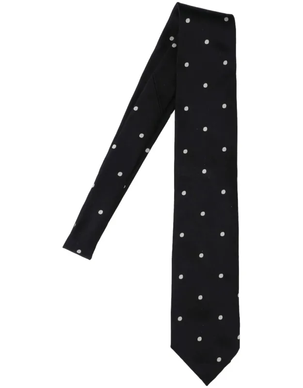 Silk Tie With Polka Dot Pattern And Back Logo Label