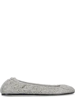 'belna Crochet Ballet Flats With Round Toe And Leather Sole'