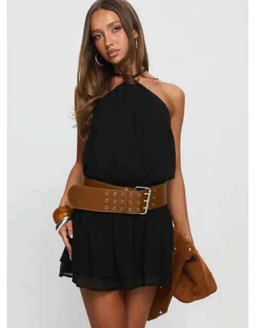 Halter Shirred Mini Dress