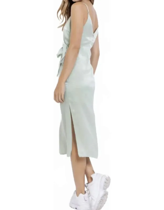 Bust Wrapped And Tie Satin Midi Dress