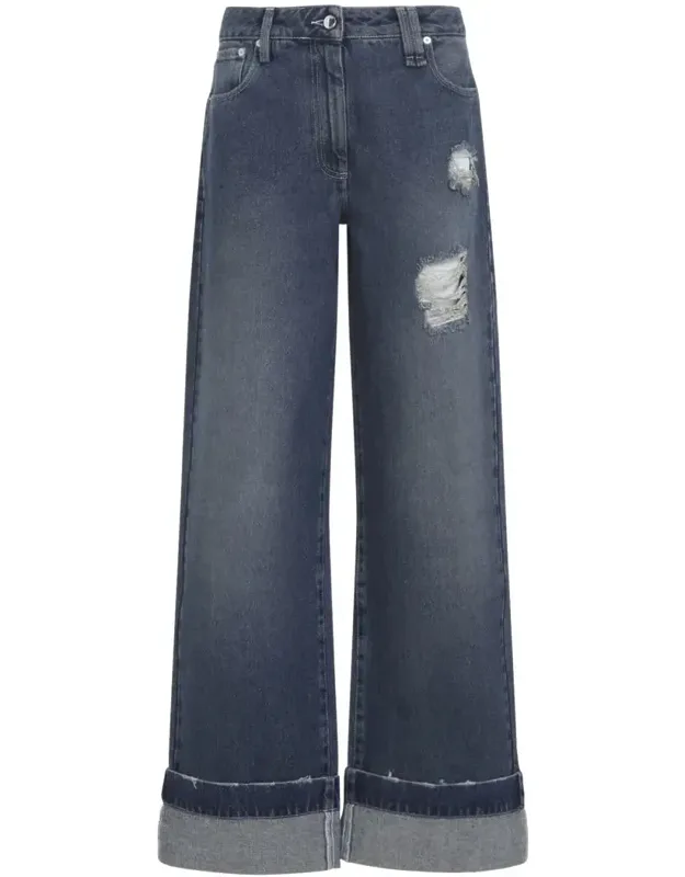 Distressed Straight Leg Jeans