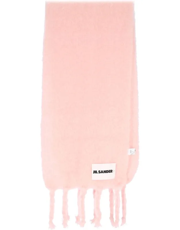 Mohair And Wool Scarf With Fringed Hem And Rectangular Shape.