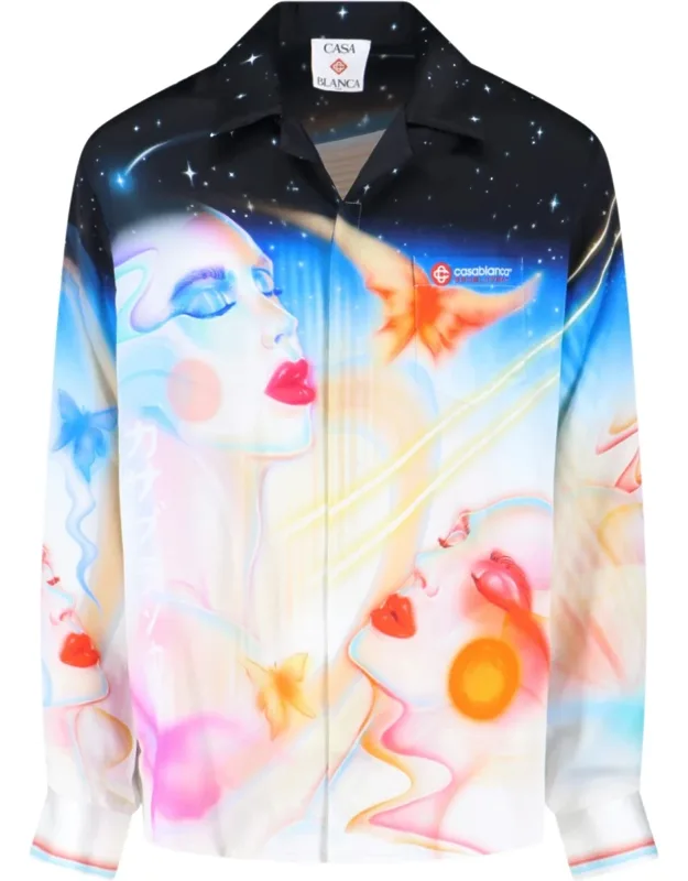 Silk Shirt With Light Blue Print