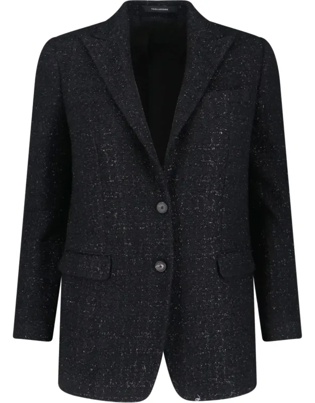 Blazer With Frayed Details And Classic Lapels