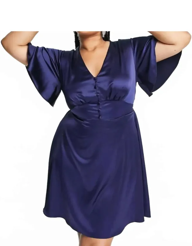 Satin Flutter Sleeve Mini Dress