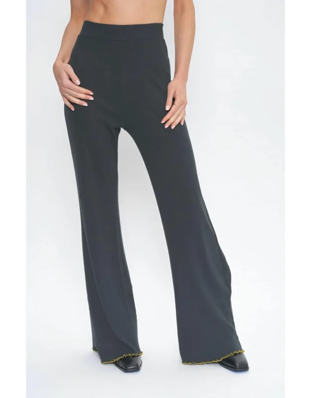 Contrast Seamed Rib Pants