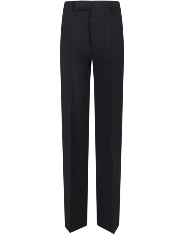 Rick Owens Straight Pants With High Waist And Pleats