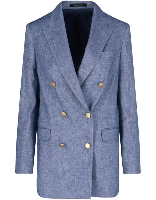 Double-breasted Blazer With Peak Lapels And Flap Pockets