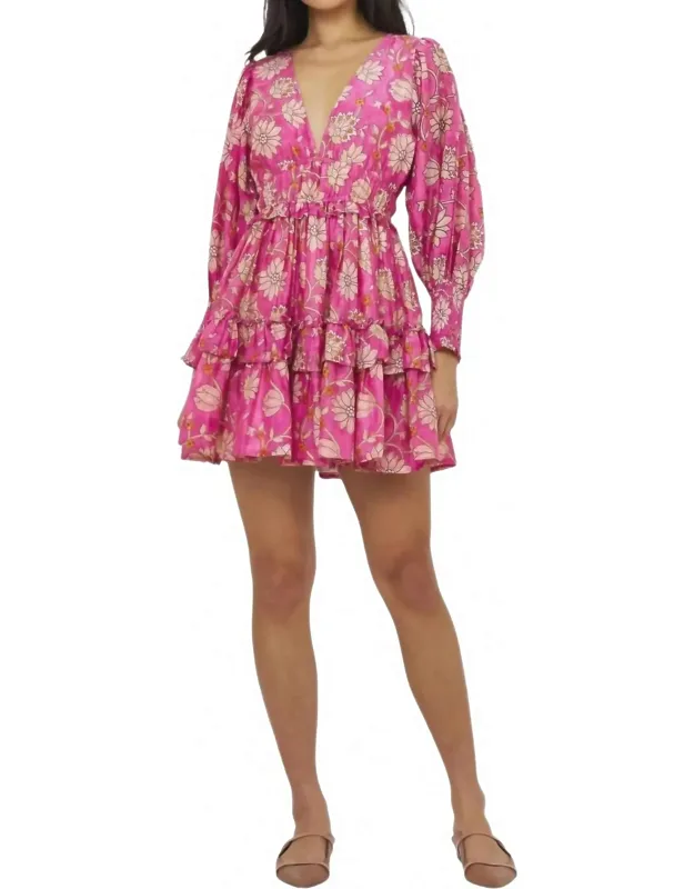 Smocked Waist V-neck Mini Dress
