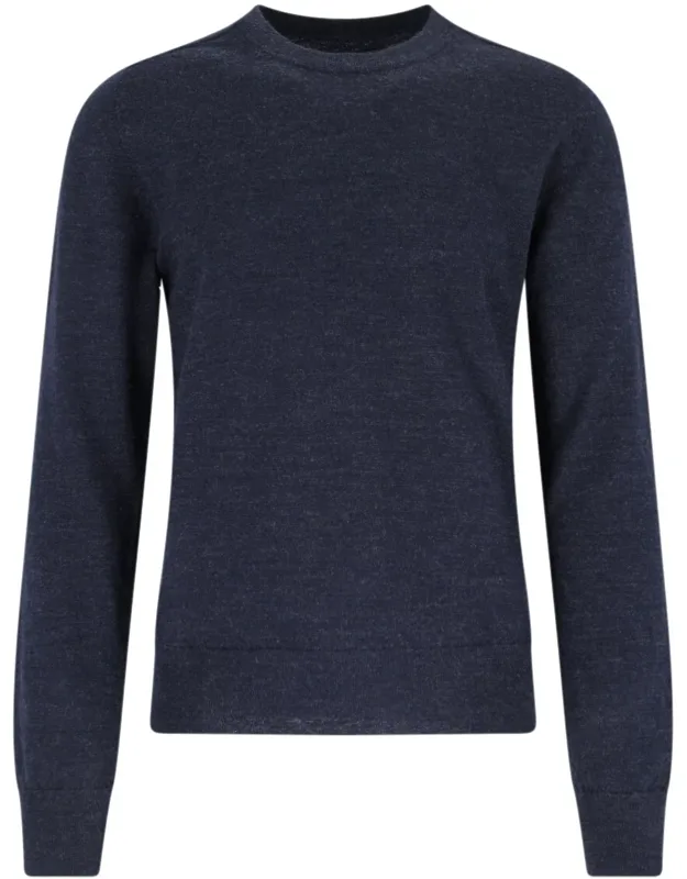 _wool Sweater With Patches And Four Stitches Detail_