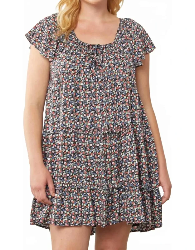 Micro Floral Tiered Dress