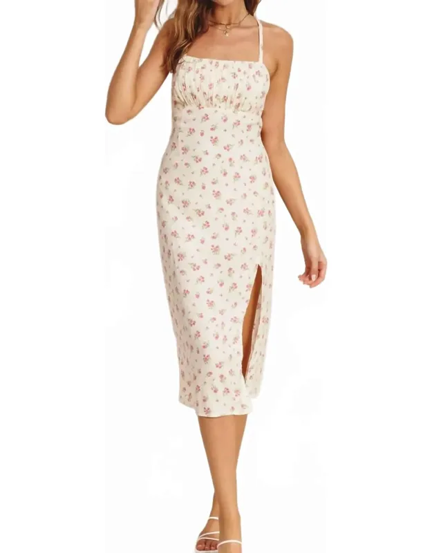 Pretty Little Rose Tieback Midi Dress