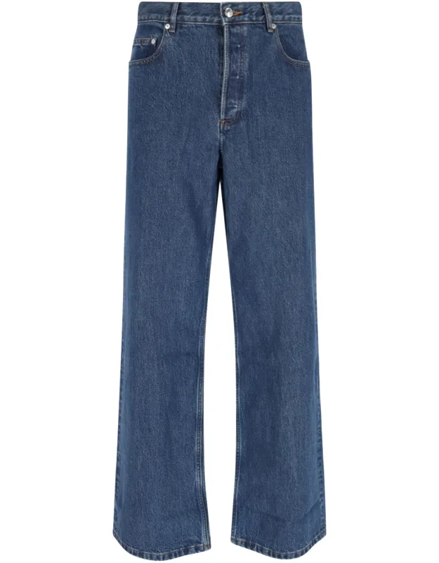 Straight Jeans With Mid Waist And Five Pocket Design