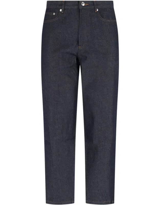 Straight Jeans With Mid Waist And Five Pockets Design