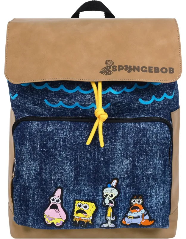 Denim & Nubuck Backpack With Embroidered Patch