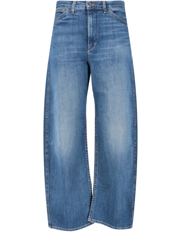 'tribeca Curved Jeans With Distressed Wash'