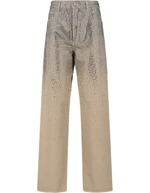 Straight Jeans With Rhinestones