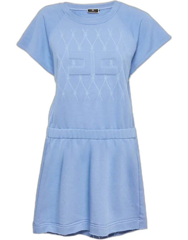 Logo Embossed Cotton Blend Mini Dress