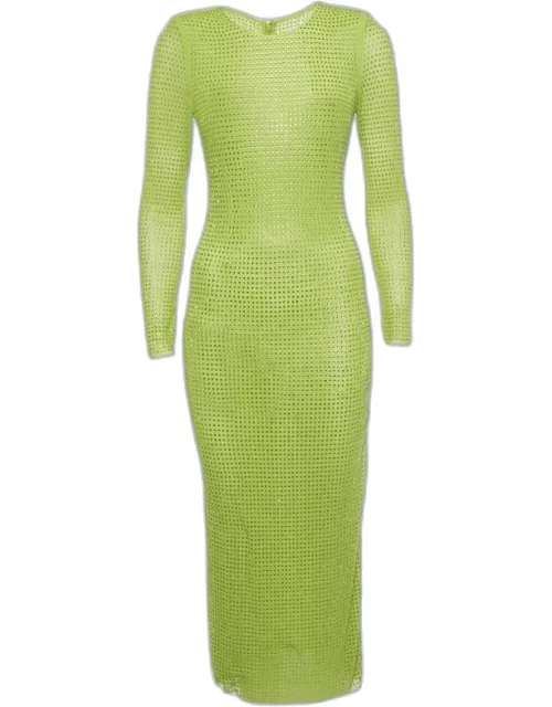 Studded Mesh Long Sleeve Midi Dress