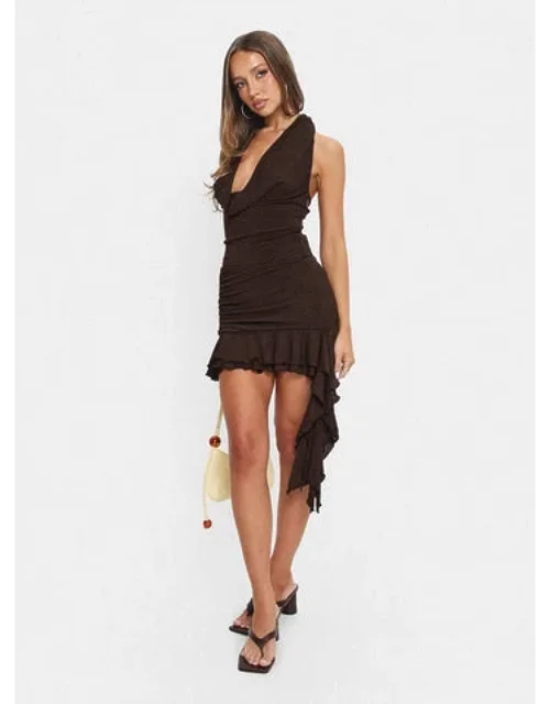 Plunge Neck Frill Mini Dress