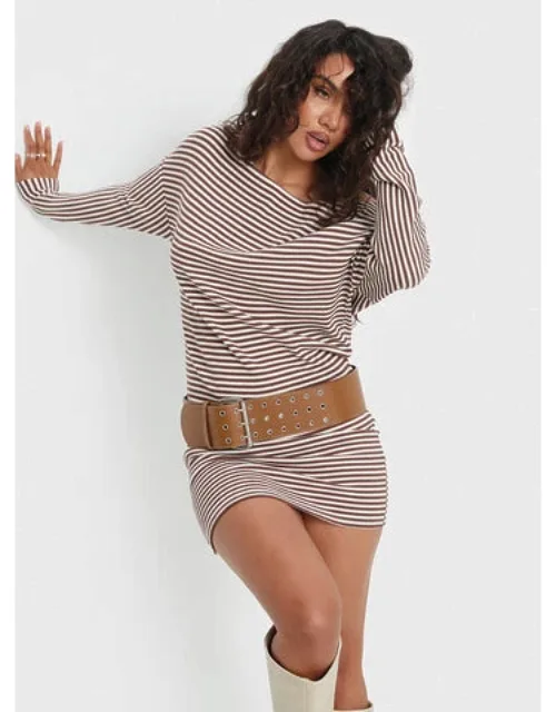 Caia Off Shoulder Long Sleeve Jersey Mini Dress
