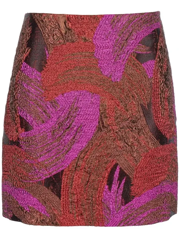 Mini Skirt With All-over Broccato Motif And Concealed Rear Zip Closure In Tech Fabric