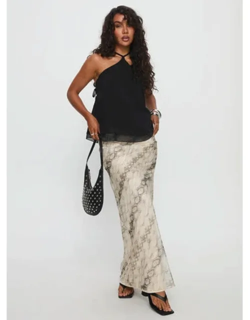 Zerisa Maxi Skirt Lace Trim Zip Closure