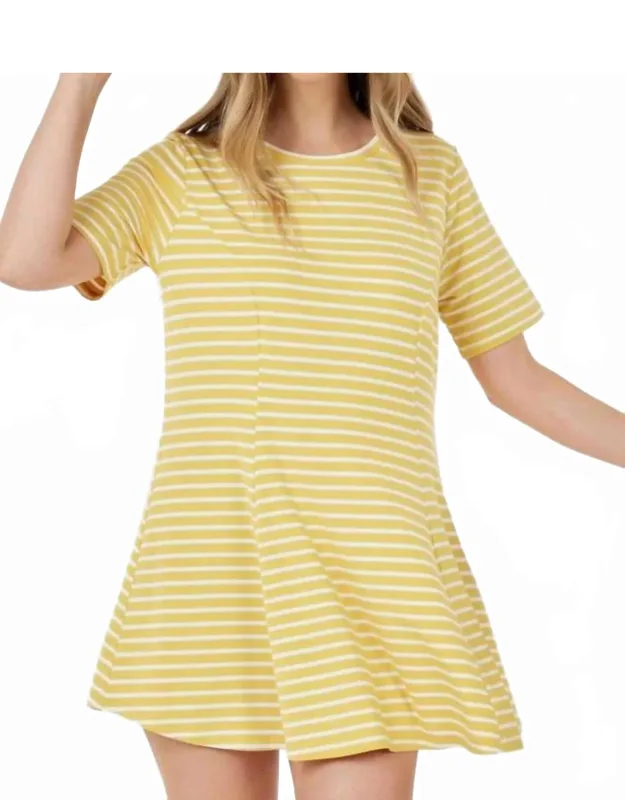 Short Sleeve Round Neck Stripe Tunic Top
